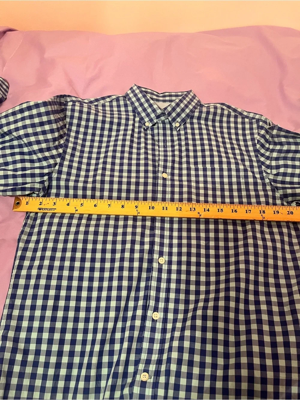 Banana Republic Men's Blue and White Gingham Button-Down Shirt